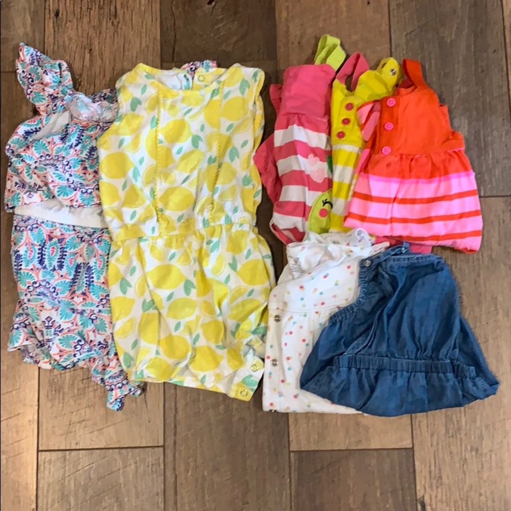 COPY - 18m 7piece romper, chambray, lemons